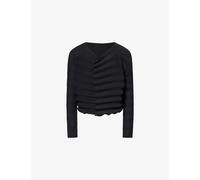 Issey Miyake Womens Issey Miyake June Spring Pleats Knit Cardigan Black 2