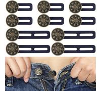 Isslly 10 Pcs Jean Button Extenders, Pants Waist Adjuster, Elastic Waistband Extenders for Tight Jeans, Pants, Waist, No Sew, Easy to Use, 2 Sizes (1.38in, 2.17in)