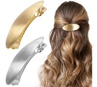 Isslly 2 PCS French Barrette Hair Clips, Oval Metal Hair Barrettes for Women, Vintage Wedding Prom Formal Hair Accessories for Thick Hair for Women - Gold, Silver