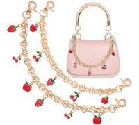 Isslly 2pcs Purse Charm Chain with Fruit Enamel Pendant, 2 Sizes Strawberry Cherry Apple Bag Extension Chain for Women, Decorative Replacement Purse Strap Extender Chains for Handbags, Shoulder Bags