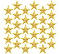Isslly 30PCS Gold Star Iron on Patches, Sewing On Embroidered Star Embellishments for Clothes, Hats, Backpacks Repairing Decoration (1.15 x 1.15 Inch)