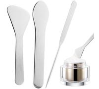 Isslly 3Pcs Metal Beauty Spatula, Stainless Steel Skincare Spatula, Mini Makeup Spatula Tool for Face Mask Cream Lotions Serums Sunscreen Removal Wax - Silver