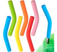 Isslly 6PCS Silicone Straw Tips, Multicolor Reusable Food Grade Straw Covers, Silicone Straw Elbows Tips for 5/16in/8mm Stainless Steel Straws, Metal Straws