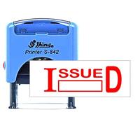 Issued Personlized Shiny 842 Rectangle Rubber Stamp Self-Inking Easy Refill Clear, Crisp Impression Everytime Custom Personalised 14X38MM Red
