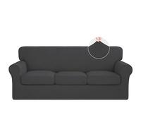 ISSUNTEX 4 Pieces High Stretch Thicken Couch Covers, Soft Sofa Slipcover for 3 Separate Cushion, Jacquard Fabric Elastic Furniture Protector for Dogs (Sofa, Dark Gray)