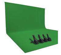 Issuntex 9X15ft Green Background with 4 Clips Muslin Backdrop,Photo Studio,Collapsible High Density Screen for Video Photography and Television