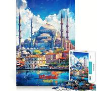 Istanbul Art Poster Puzzles for Adults 1000 Puzzles Cognitive Boost Thick Material Family Bond Christmas Surprise (38x52cm)