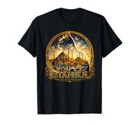Istanbul Cat Skyline Vintage Hagia Sophia Ornate Frame Art T-Shirt