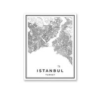 Istanbul City Map Print Black White Canvas Poster Modern Wall Art Picture Nordic Decoration Painting Turkey Home Decor 21X30Cm Unframed