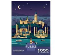 Istanbul Cityscape at Night Jigsaw Puzzle 1000 Pieces, Historic Square Architecture, 1000 Pieces for Adults, Birthday Gift for Adults, Screen-Free Fun, 38x26cm/1000pcs