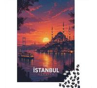 Istanbul Cityscape at Sunset Jigsaw Puzzle 1000 Pieces, Global Monument Landscape, Interlocking Paper Pieces for Families, Travel Gift, Decorative Artwork, 70x50cm/1000pcs