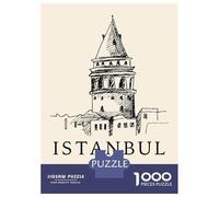 Istanbul Galata Tower Sketch 1000 Piece Jigsaw Puzzle, Historic Square Architecture, Screen-Free Fun, Matte Printed Jigsaw, for Travel Lovers, 38x26cm/1000pcs