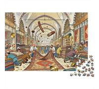 Istanbul Grand Bazaar Carpet Roll Unfurl Wooden Jigsaw Puzzle Waterproof 1000 Piece Puzzles for Adults Gifts Fun Home Decoration