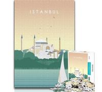 Istanbul Jigsaw Puzzles for Adults 1000 Pieces,Challenging To Complete But Fun And Humorous with Matching Poster And Trivia Sheet 38x26cm