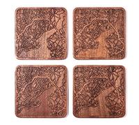 Istanbul Map Coaster, Set of 4, Sapele Wooden Coaster with City Map, Handmade