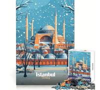 Istanbul Mosque in Winter Jigsaw Puzzles for Adults 1000 Pieces Logic Skill Decompress Family Bond Great Gift (38x52cm)