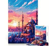 Istanbul Pixel Art Adult Jigsaw Puzzles1000 Pieces Cognitive Boost Fine Thick Family Bond Santa Present (38x26cm)