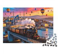 Istanbul Puzzles for Elderly 1000 Piece Recyclable Steam Train Jigsaw Puzzles Puzzle Game Props Impossible Hard Difficult Challenging Activity 70x50cm/1000pcs