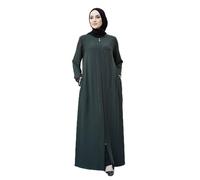 istanbul styles Women's Abaya Lace Applique Long Sleeve Floor Length Zipper Floor Length Turkey Islamic Fashion (UK, Alpha, M, Regular, Regular, Green)