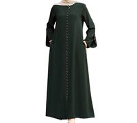 istanbul styles Women's Abaya Long Sleeve Open Quarry Floor Length Zipper Floor Length Turkish Islamic Fashion (UK, Alpha, XXL, Regular, Regular, Green)