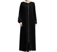istanbul styles Women's Abaya Long Sleeve Open Quarry Floor Length Zipper Floor Length Turkish Islamic Fashion (UK, Alpha, XXL, Regular, Regular, Black)