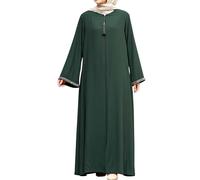 istanbul styles Women's Stone Sleeves Abaya Long Sleeve Floor Length Zipper Floor Length Turkey Islamic Fashion (UK, Alpha, XL, Regular, Regular, Green)