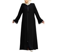 istanbul styles Women's Stone Sleeves Abaya Long Sleeve Floor Length Zipper Floor Length Turkey Islamic Fashion (UK, Alpha, M, Regular, Regular, Black)