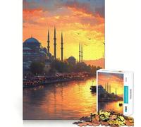 Istanbul Sunset Adult Jigsaw Puzzle1000 Pieces Decompress Game True Detail Playful Challenge Night Play (38x52cm)