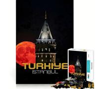 Istanbul Tower ﹨u Moon Jigsaw Puzzles for Adults1000 Pieces Recall Enhancer Stress Relief Play Pattern Build Unique Gift (50x75cm)