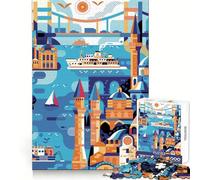Istanbul Travel Poster Jigsaw Puzzles for Teenagers 1000 Brain Think Precise Cut Real Challenge Art Piece (38x52cm)