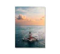 Istanbul Turkey Prints Poster Ortakoy Mosque Sunrise Art Canvas Painting Maiden's Tower Photo Bedroom Wall Decoration(A,A4 21x30cm No Frame)