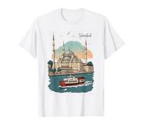 Istanbul Turkey Skyline Vintage Art Cityscape Travel T-Shirt