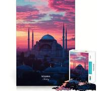 Istanbul Turkey Sunset Mosque 1000 Pieces Jigsaws Adults Puzzles Gifts Cognitive Boost Serene Game Fun Play Great Gift (38x26cm)