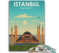 Istanbul Turkey Travel Art Jigsaw Puzzles for Adults Teenagers Jigsaws Puzzle, Stress Reliever Staycation Kill Time Enhance Love between Couples 1000pcs(26x38cm)