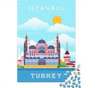 Istanbul Turkey Travel Jigsaw Puzzle 1000 Pieces, Famous Building Scenic Print, Interlocking Paper Pieces, Mindful Activity for Puzzle Lovers, 70x50cm/1000pcs
