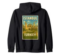 Istanbul Turkey Vintage Travel Souvenir Poster Art Graphic Zip Hoodie