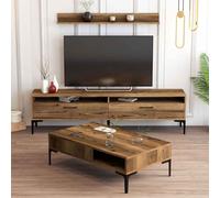 istanbul wooden entertainment unit and coffee table set in walnut