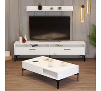 istanbul wooden entertainment unit and coffee table set in white