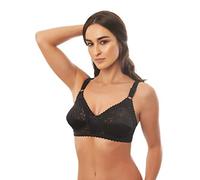 Istintiva Carmen - Non-Wired Bra with Lace for Generous Breasts with High Support - Soft, Lightly Padded Cups - Black 34C