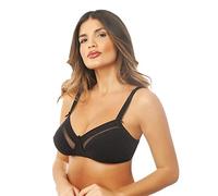 Istintiva Lavinia - Non-Wired Bra with Tulle Insert and High Support - Soft, Unpadded Cups - Black 38C