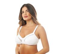 Istintiva Lavinia - Non-Wired Bra with Tulle Insert and High Support - Soft, Unpadded Cups - White 38C