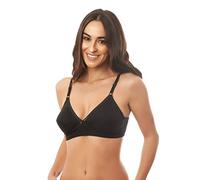 Istintiva Valeria - Non-Wired 100% Cotton Bra for Generous Breasts with High Support - Soft, Unpadded Cups - Black 44C