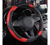 Istn Unisex's Sport Style Contrast Color Non-slip Sweat Good Breathable PU Leatherette 15 inch Car Steering Wheel Cover 38cm Red