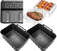 iStock Ltd Premium Keplin 9L Accessories | 2 Silicone Liners & 2 x 304 Stainless Steel Racks + 4 Skewers | Non-Stick, Dishwasher Safe | 8PCS Keplin 9L Accessories Air Fryer Liners & Racks
