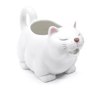 ISTOOLL Large 23Oz Cat Gravy Boat,With Hand Painted White Fine Porcelain Saucier With Big Dripless Lip Spout |For Gravy, Warming Sauces, Salad Dressings, Milk, More Microwave & Freezer Safe(700ML)