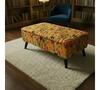 ISTOOLS Rectangular Storage Ottoman Coffee Table - Multi-Coloured Artistic Design, Handcrafted UK - 40 x 18 Inches (102 x 46cm)
