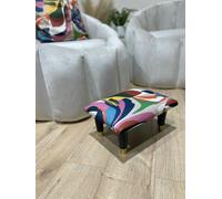 ISTOOLS Small Multi-Colour Footrest Pouffe - Handmade Velvet Footstool UK