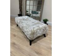 ISTOOLS Tobi Fluffy Fabric Footstool Pouffe - Luxury Ottoman Footrest & Coffee Table - 40 x 30 Inches (102 x 76cm)