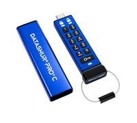iStorage datAshur PRO+C 256GB | Secure USB Type-C Memory Stick | FIPS 140-3 Level 3 pending | PIN protected | Type C-A adapter included.