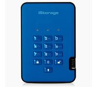 iStorage diskAshur2 HDD 3TB Blue - Secure portable hard drive - Password protected - Dust & water resistant - Hardware Encryption